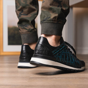 Marco Di Milano Portici Blue Caiman Crocodile & Lizard Sneakers - Dudes Boutique