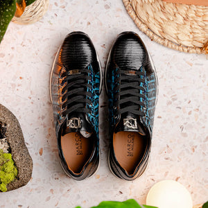 Marco Di Milano Portici Blue Caiman Crocodile & Lizard Sneakers - Dudes Boutique
