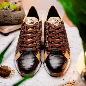 Marco Di Milano Portici Orix Brown Caiman Crocodile & Lizard Sneakers - Dudes Boutique