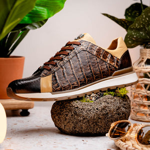 Marco Di Milano Portici Orix Brown Caiman Crocodile & Lizard Sneakers - Dudes Boutique