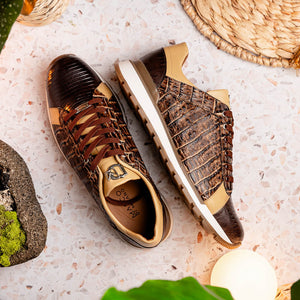 Marco Di Milano Portici Orix Brown Caiman Crocodile & Lizard Sneakers - Dudes Boutique