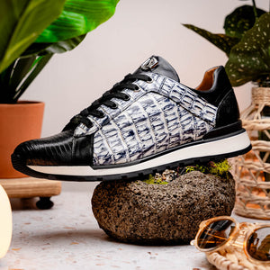 Marco Di Milano Portici Newspaper Caiman Crocodile & Lizard Sneakers - Dudes Boutique