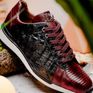 Marco Di Milano Portici Wine Caiman Crocodile & Lizard Sneakers - Dudes Boutique