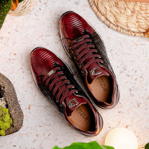 Marco Di Milano Portici Wine Caiman Crocodile & Lizard Sneakers - Dudes Boutique