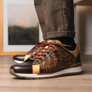 Marco Di Milano Portici Orix Brown Caiman Crocodile & Lizard Sneakers - Dudes Boutique