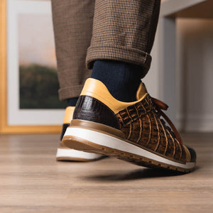 Marco Di Milano Portici Orix Brown Caiman Crocodile & Lizard Sneakers - Dudes Boutique