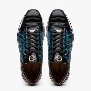 Marco Di Milano Portici Blue Caiman Crocodile & Lizard Sneakers - Dudes Boutique