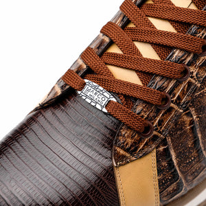 Marco Di Milano Portici Orix Brown Caiman Crocodile & Lizard Sneakers - Dudes Boutique