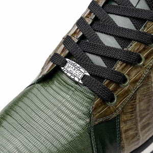 Marco Di Milano Portici Olive Green Caiman Crocodile & Lizard Sneakers - Dudes Boutique