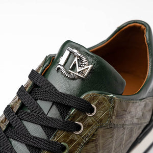 Marco Di Milano Portici Olive Green Caiman Crocodile & Lizard Sneakers - Dudes Boutique