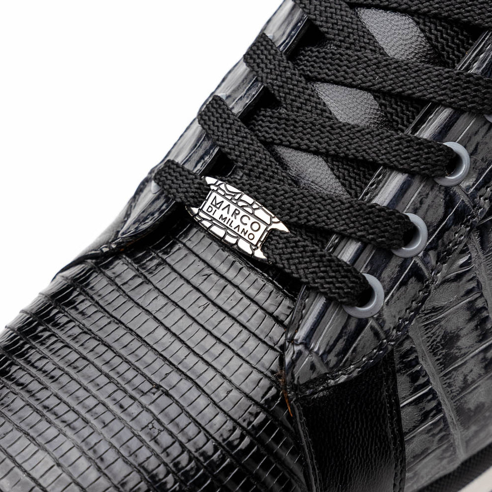 Marco Di Milano Portici Grey/Black Caiman Crocodile & Lizard Sneakers - Dudes Boutique