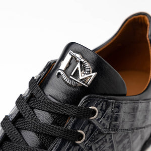 Marco Di Milano Portici Grey/Black Caiman Crocodile & Lizard Sneakers - Dudes Boutique