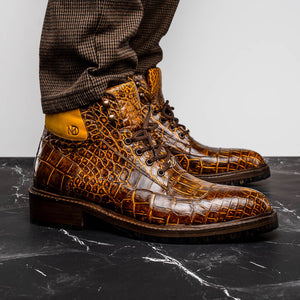 Marco Di Milano Potenza Mustard/Brown Alligator Boot - Dudes Boutique