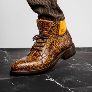 Marco Di Milano Potenza Mustard/Brown Alligator Boot - Dudes Boutique