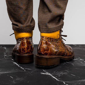 Marco Di Milano Potenza Mustard/Brown Alligator Boot - Dudes Boutique