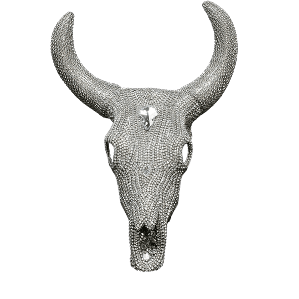 b.b. Simon Silver Crystal CO-201-18 Cow Skull - Dudes Boutique