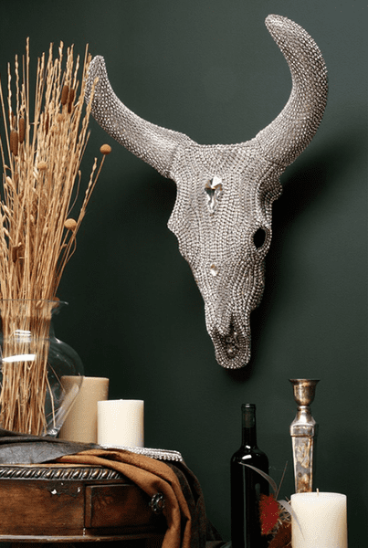 b.b. Simon Silver Crystal CO-201-18 Cow Skull - Dudes Boutique