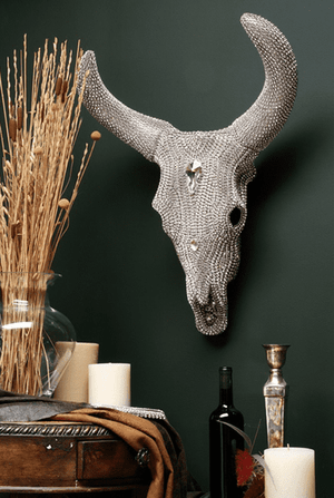 b.b. Simon Silver Crystal CO-201-18 Cow Skull - Dudes Boutique