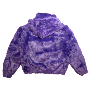Kashani Men's Purple Rabbit Fur Hooded Bomber Jacket - Dudes Boutique