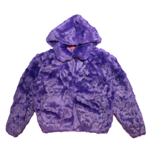 Kashani Men's Purple Rabbit Fur Hooded Bomber Jacket - Dudes Boutique