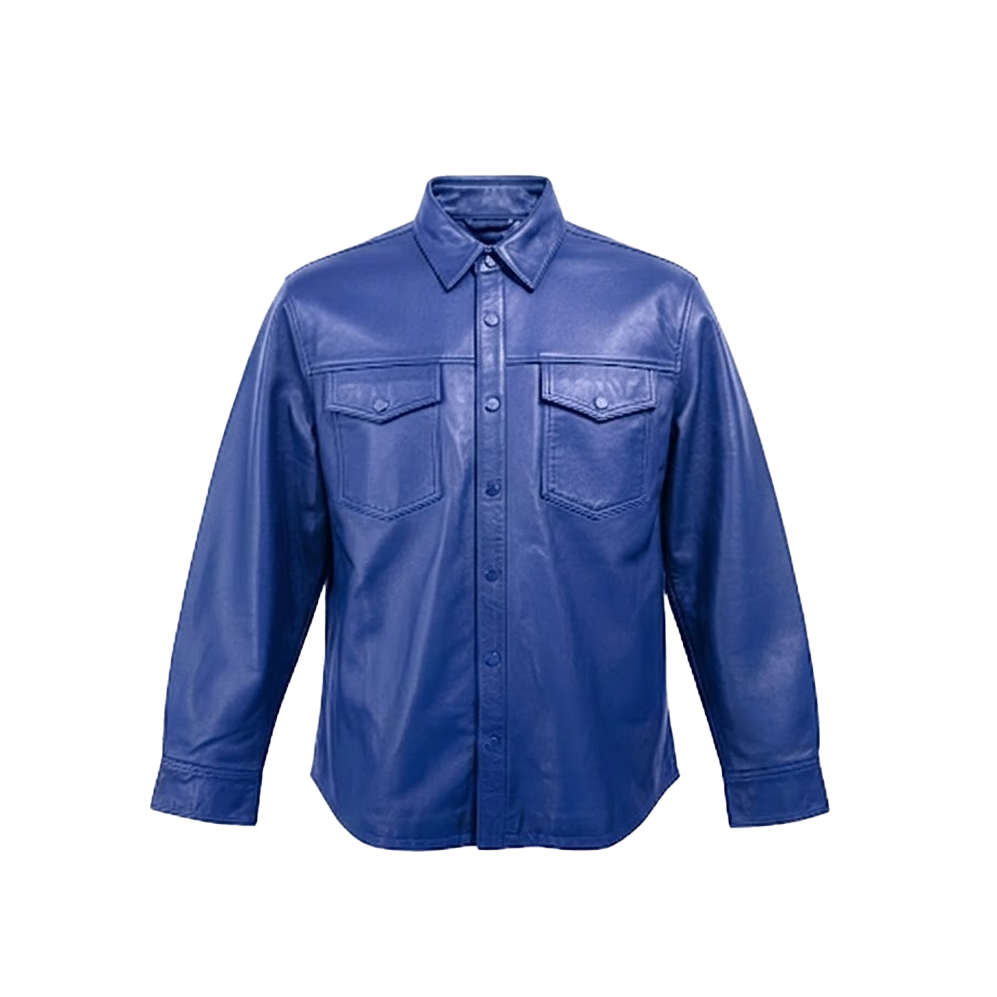 Kashani Men's Royal Blue Lambskin Button-Up Shirt