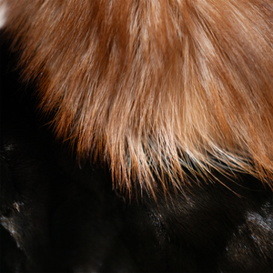 Kashani Black Mink Bomber Jacket with Red Fox Collar - Dudes Boutique