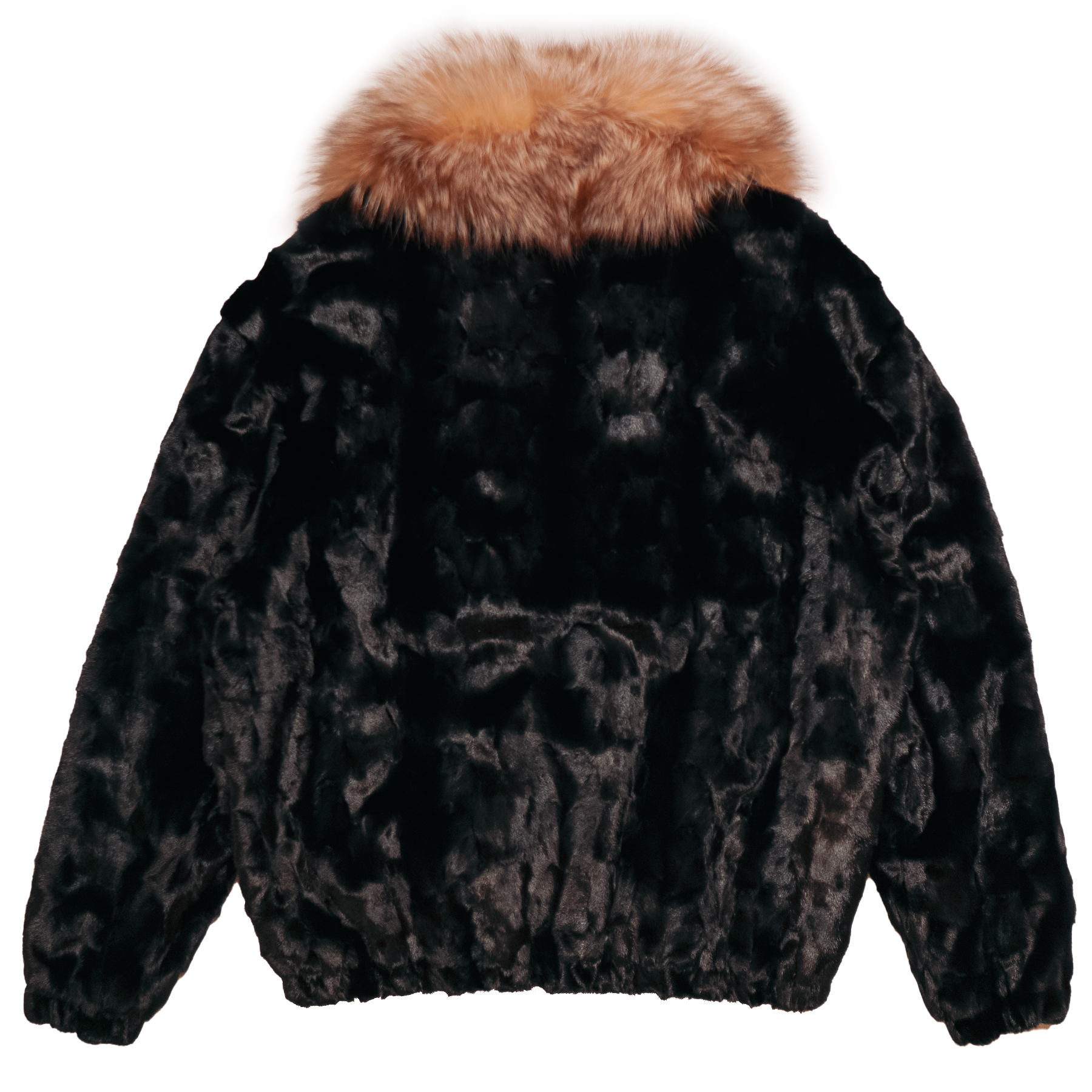 Kashani Black Mink Bomber Jacket with Red Fox Collar - Dudes Boutique