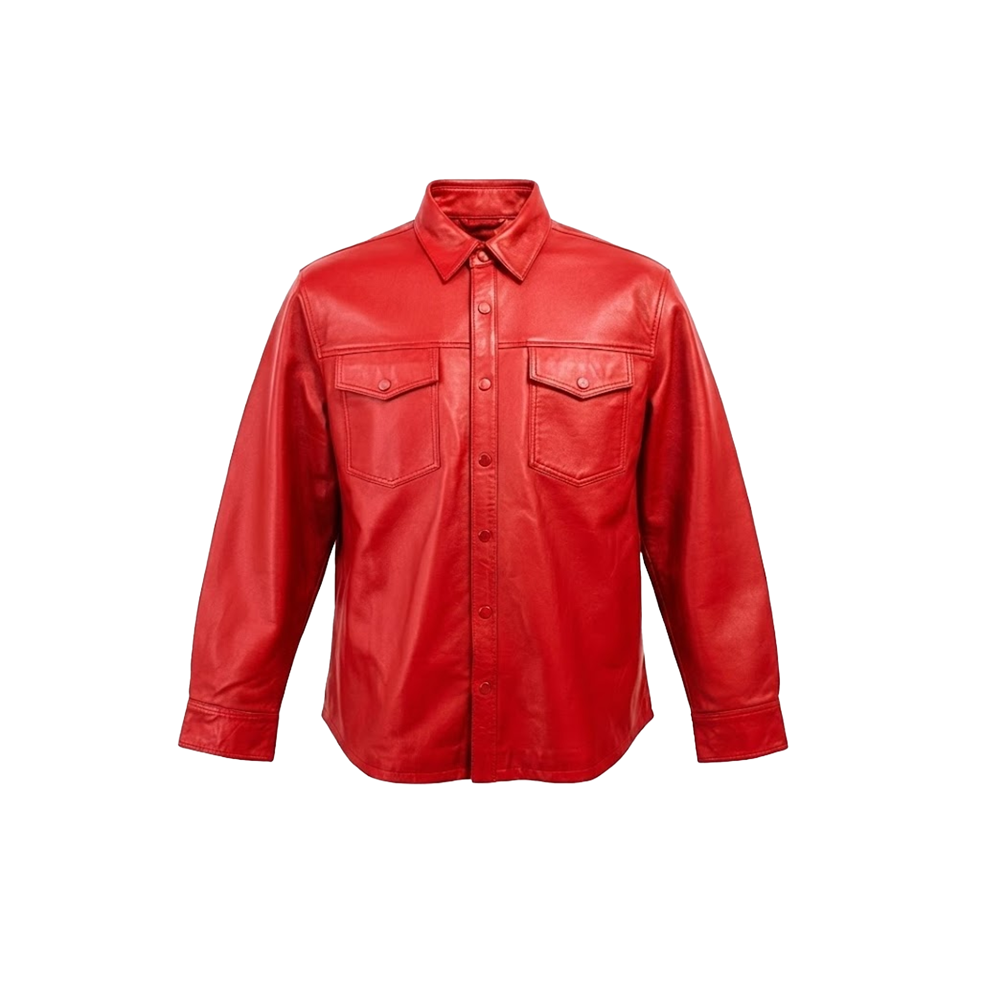 Kashani Men's Light Red Lambskin Button-Up Shirt