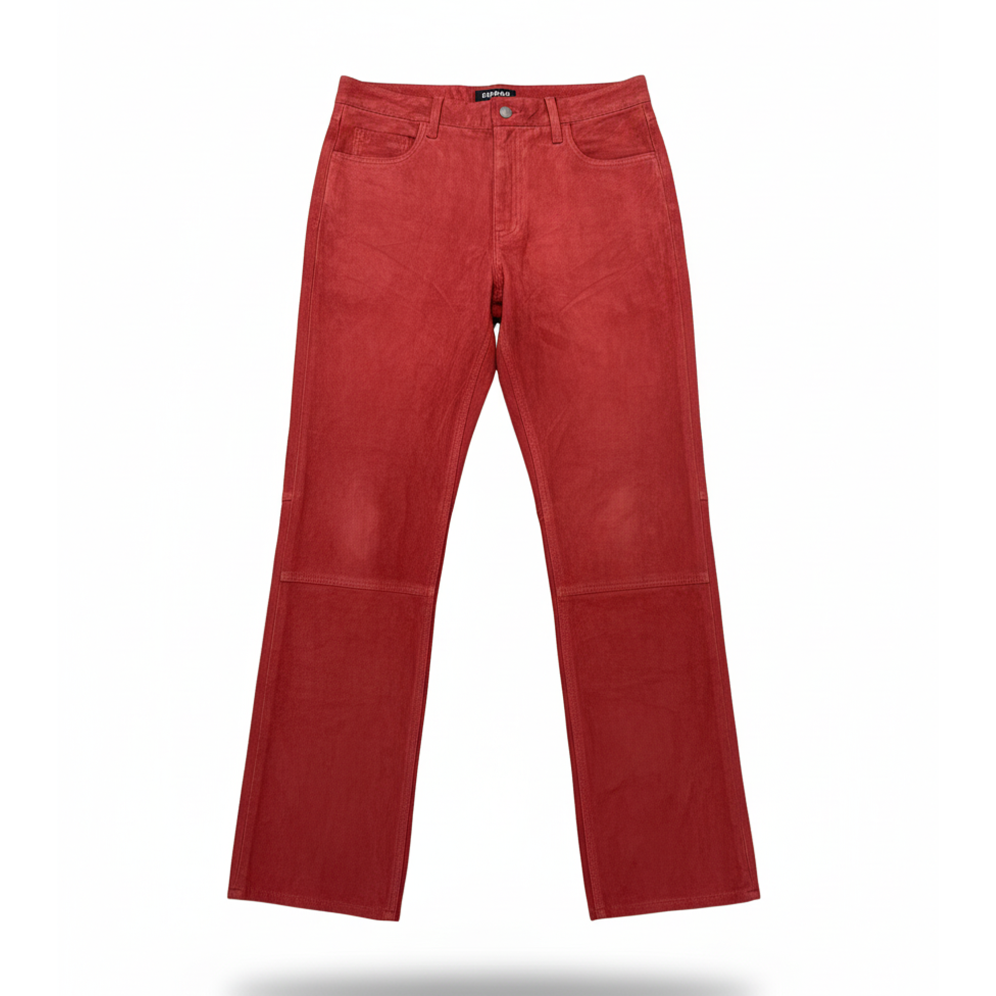 Kashani Men's Cherry Red Suede Straight Cut Pants