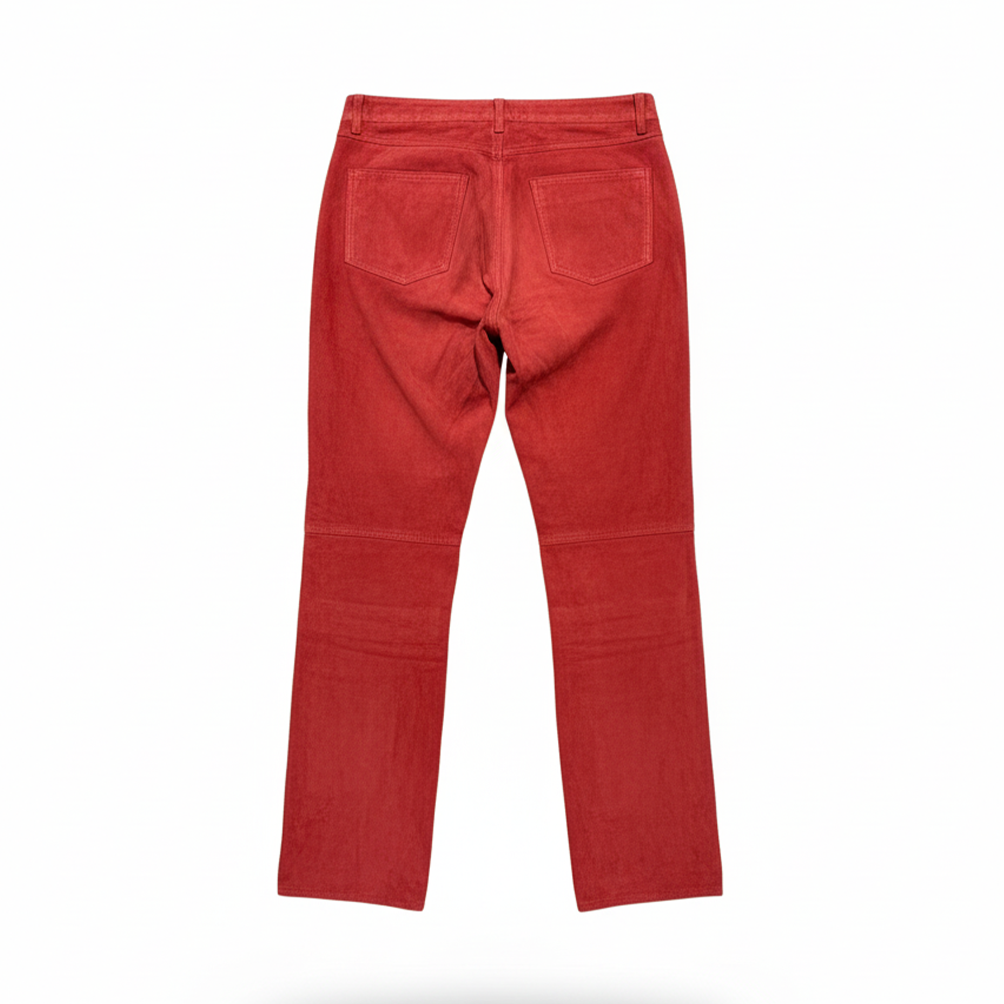 Kashani Men's Cherry Red Suede Straight Cut Pants