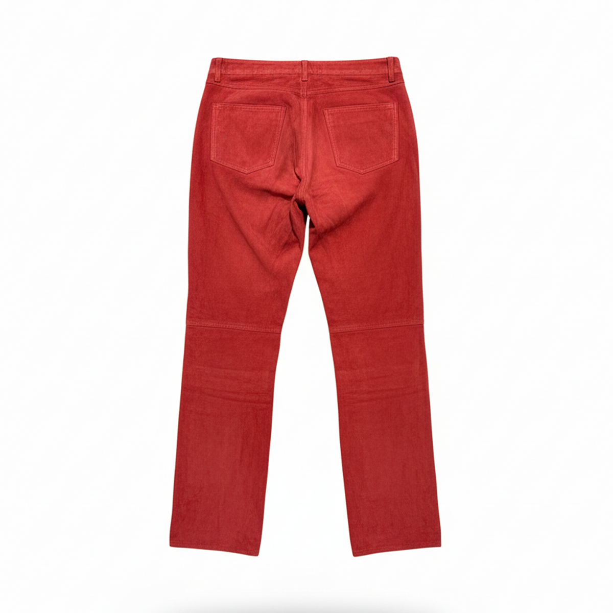 Kashani men's cherry red suede straight cut pants