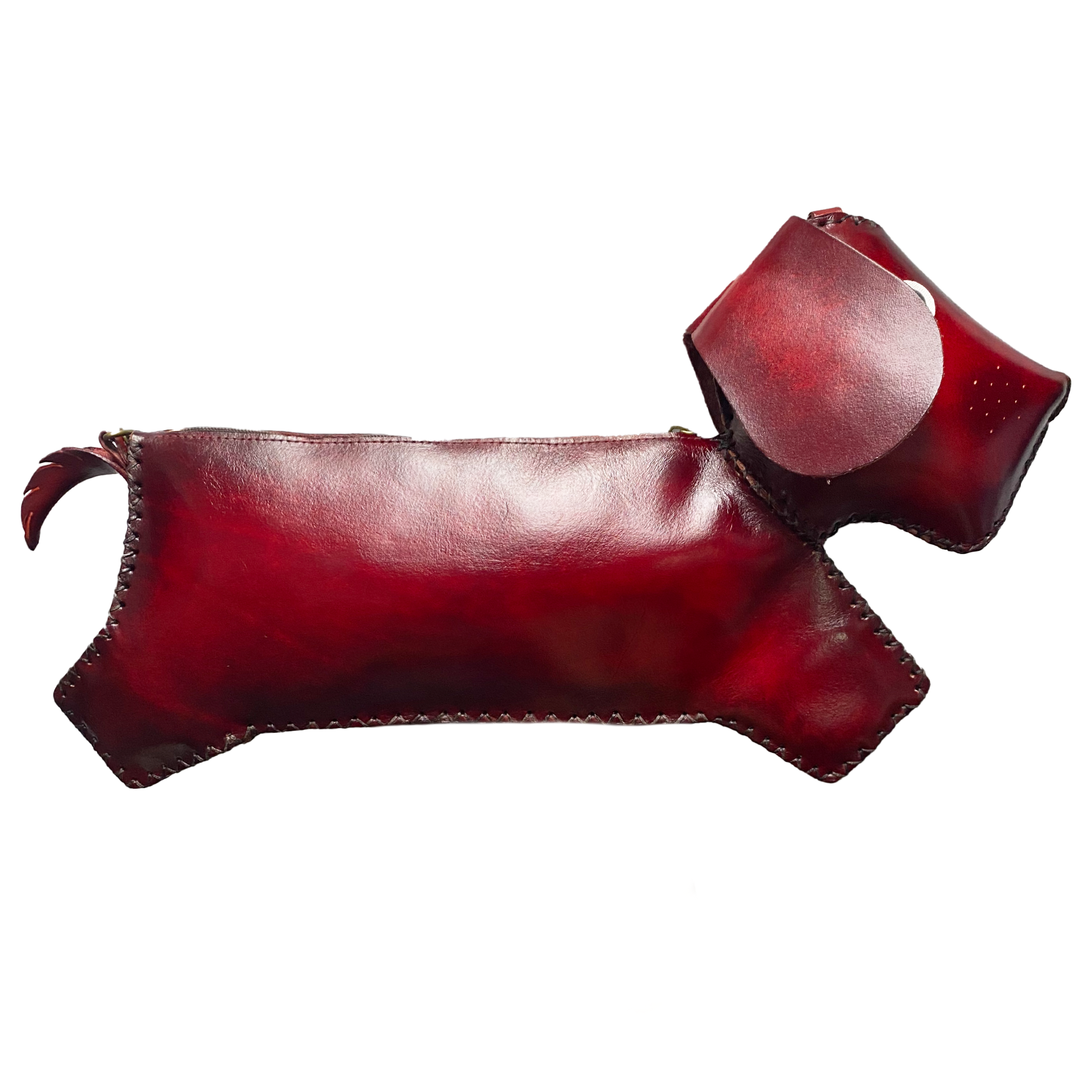 Kashani Handcrafted Leather Red Dachshund Dog Bag