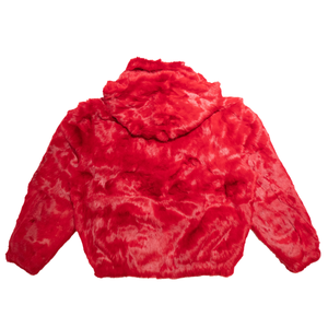 Kashani Men's Red Rabbit Fur Hooded Bomber Jacket - Dudes Boutique
