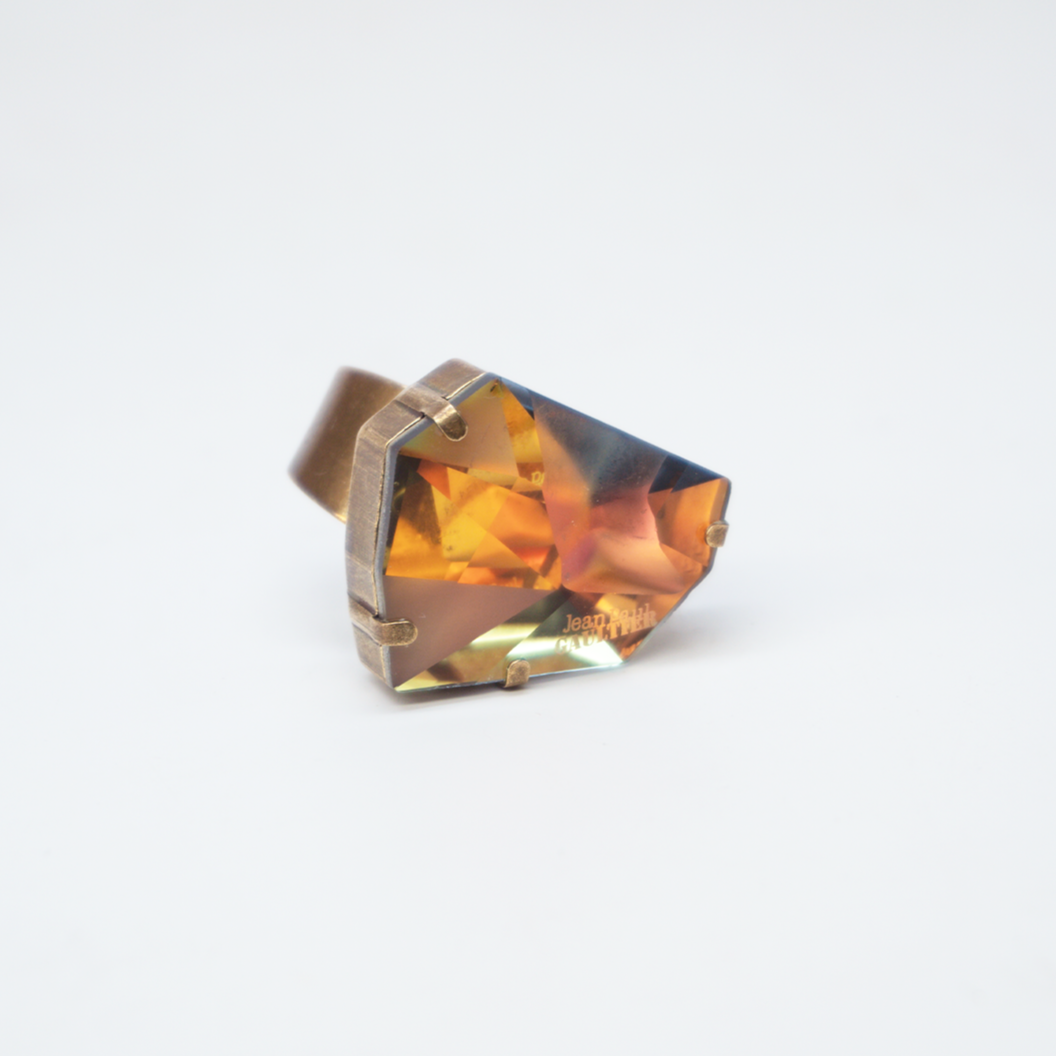 Nikolas Frangos x Jean Paul Gaultier Crystal Raw Cut Gold Ring - Dudes Boutique