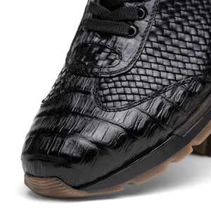 Marco Di Milano Roma Black Woven Calfskin & Crocodile Sneakers - Dudes Boutique