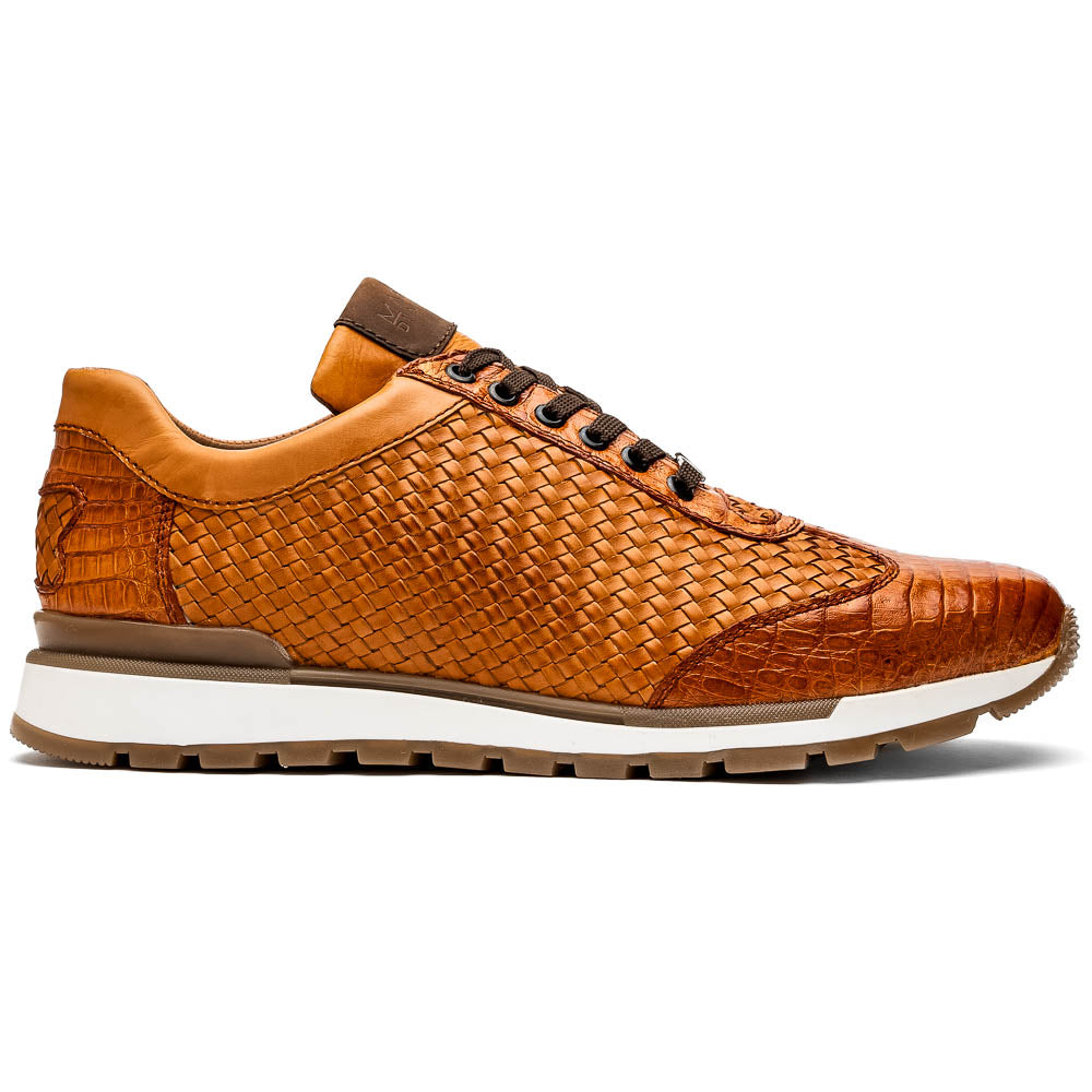 Marco Di Milano Roma Brandy Woven Calfskin & Crocodile Sneakers - Dudes Boutique