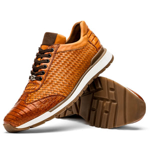 Marco Di Milano Roma Brandy Woven Calfskin & Crocodile Sneakers - Dudes Boutique