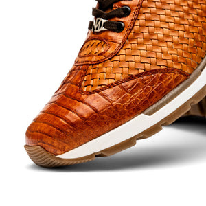 Marco Di Milano Roma Brandy Woven Calfskin & Crocodile Sneakers - Dudes Boutique