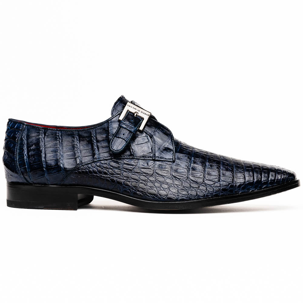 Marco Di Milano Rovigo Blue Caiman Crocodile Monk Strap Dress Shoes - Dudes Boutique