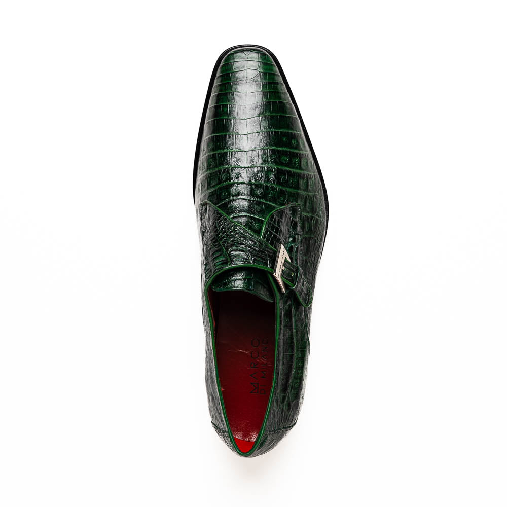 Marco Di Milano Rovigo Green Caiman Crocodile Monk Strap Dress Shoes - Dudes Boutique