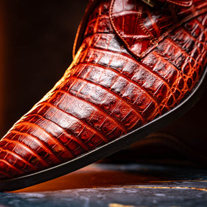 Marco Di Milano Rovigo Rustic Cognac Caiman Crocodile Monk Strap Dress Shoes - Dudes Boutique