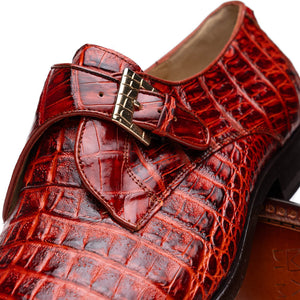 Marco Di Milano Rovigo Rustic Cognac Caiman Crocodile Monk Strap Dress Shoes - Dudes Boutique