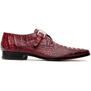 Marco Di Milano Luigi Wine Caiman Crocodile Monk Strap Dress Shoes - Dudes Boutique