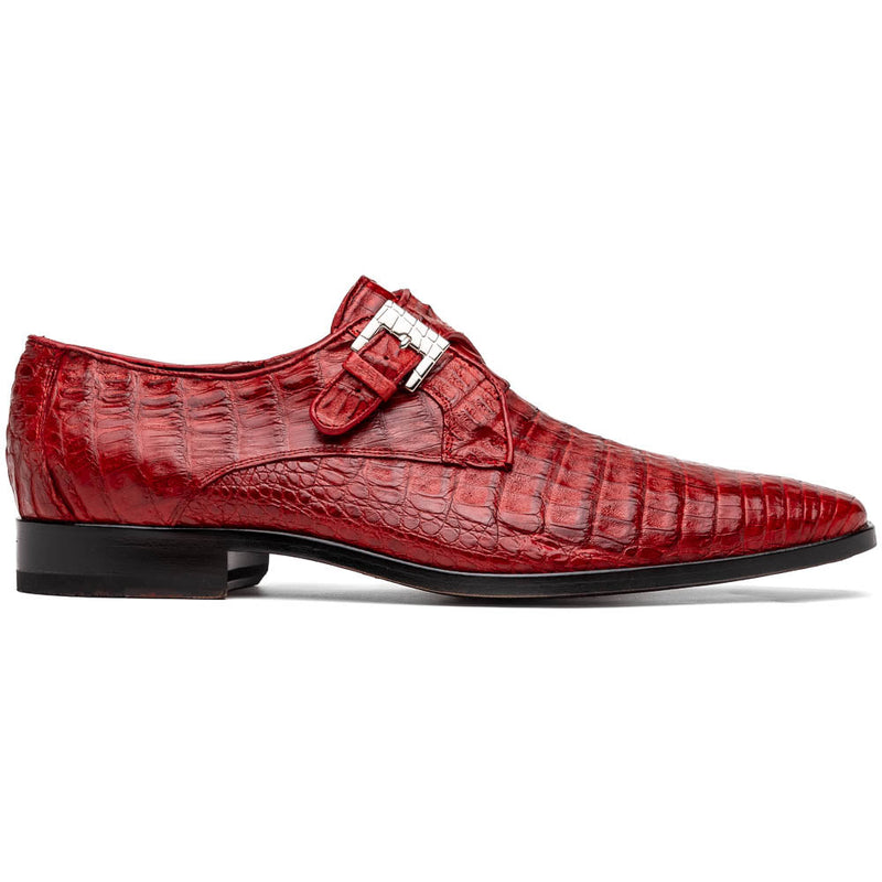 Marco Di Milano Rovigo Red Caiman Crocodile Monk Strap Dress Shoes - Dudes Boutique