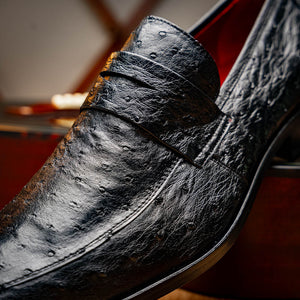 Marco Di Milano Salvatore Black All Over Ostrich Quill Dress Shoes - Dudes Boutique