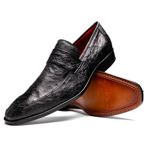 Marco Di Milano Salvatore Black All Over Ostrich Quill Dress Shoes - Dudes Boutique
