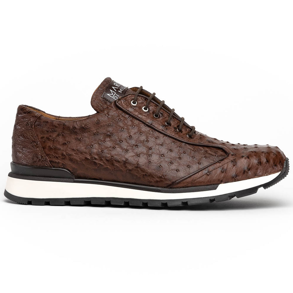 Marco Di Milano Scanno Brown Ostrich Quill Sneakers - Dudes Boutique