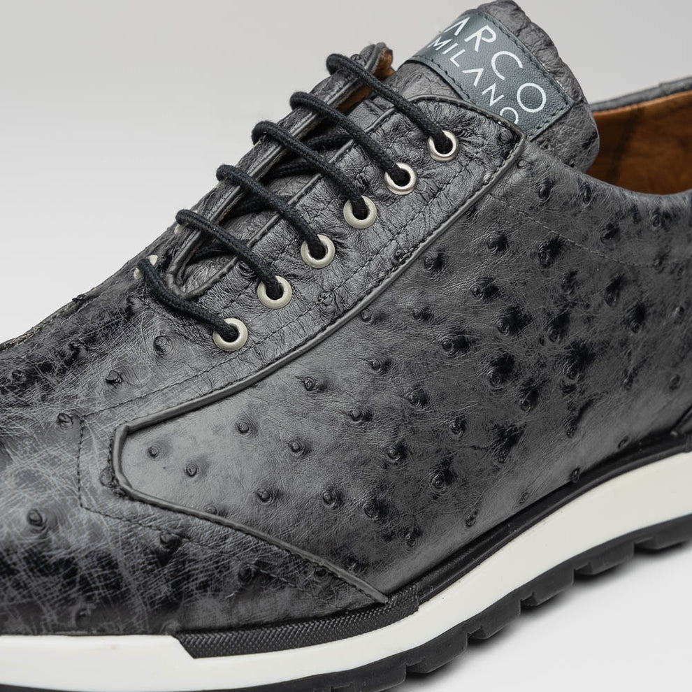 Marco Di Milano Scanno Antique Grey Ostrich Quill Sneakers - Dudes Boutique