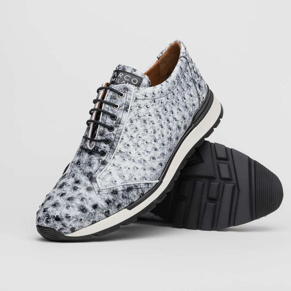 Marco Di Milano Scanno Newspaper Ostrich Quill Sneakers - Dudes Boutique