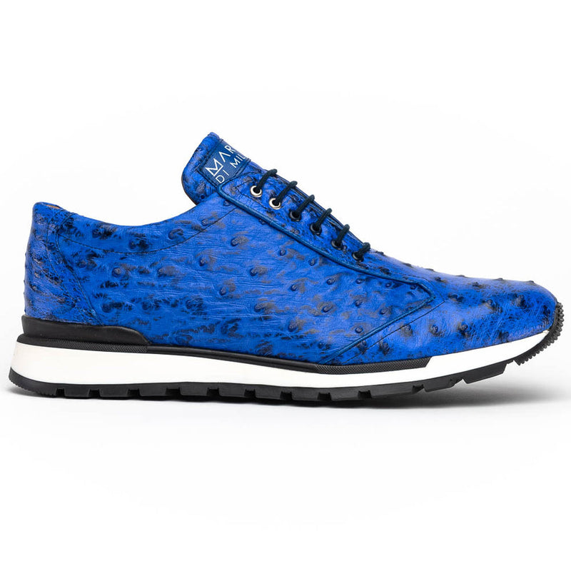 Marco Di Milano Scanno Electric Blue Ostrich Quill Sneakers - Dudes Boutique